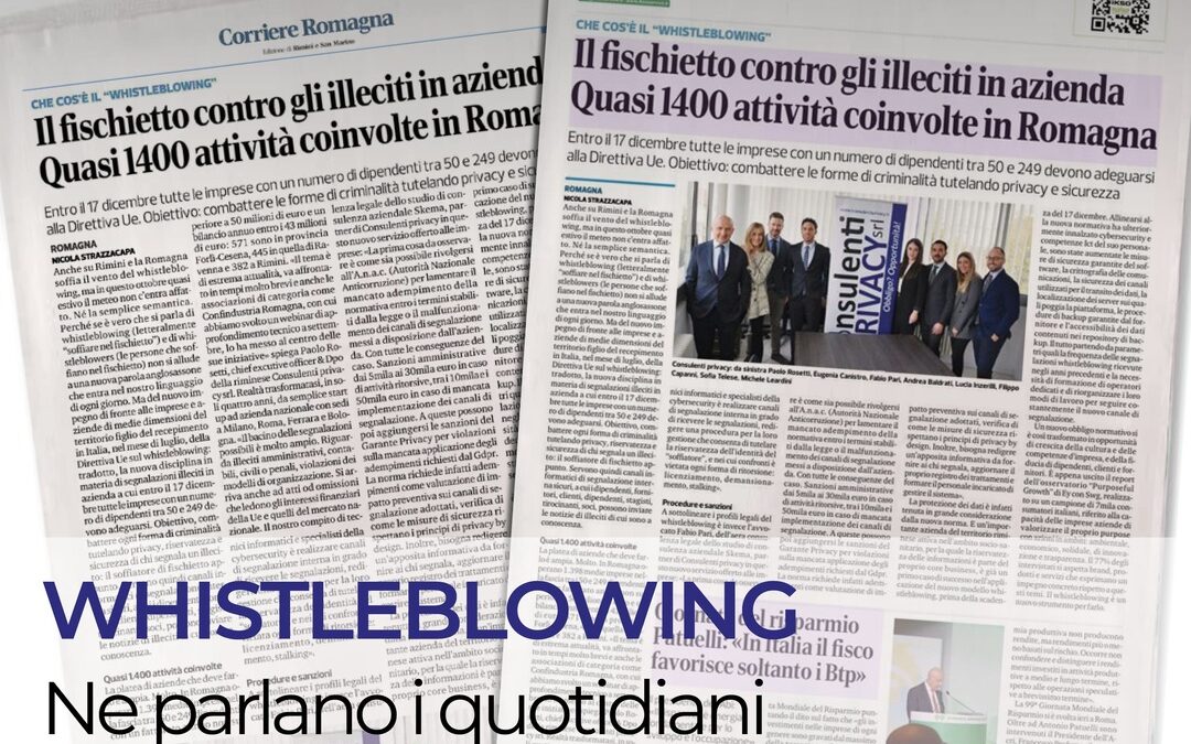Cosa e il whistleblowing - Consulenti Privacy intervistati dal Corriere di Romagna
